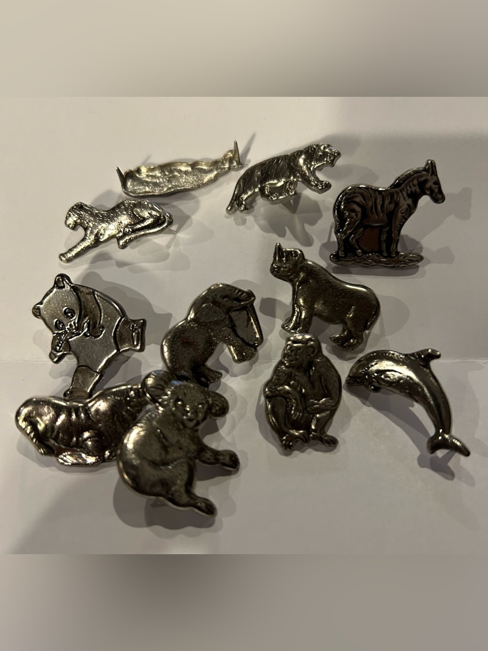 Silver Wildlife Animal Pronged-Pins - Mixed Zoo Set